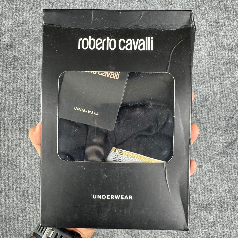 Roberto Cavalli Underwear Mens Size M Black Bi-Pack Slip Briefs Logo NEW